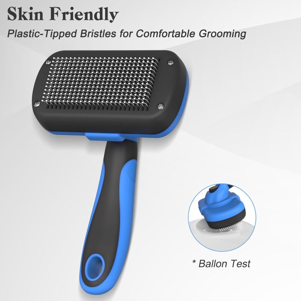 Swihauk Self Cleaning Slicker Brush for Dogs  Cats, Skin Friendly Grooming Cat Brush, Dog Brush for Shedding, Deshedding Brush, Hair Brush Puppy Brush for Haired Dogs, Pet Supplies Accessories, Blue