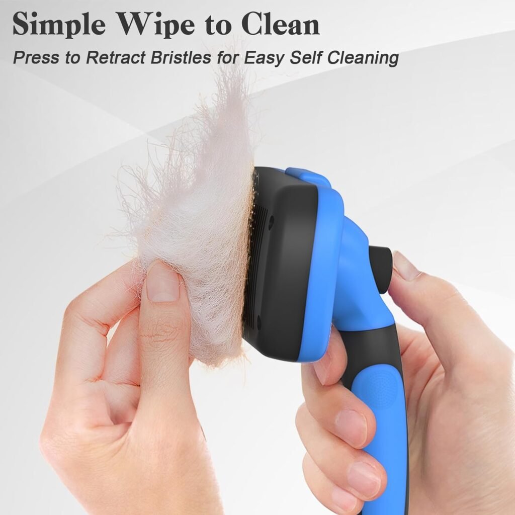 Swihauk Self Cleaning Slicker Brush for Dogs  Cats, Skin Friendly Grooming Cat Brush, Dog Brush for Shedding, Deshedding Brush, Hair Brush Puppy Brush for Haired Dogs, Pet Supplies Accessories, Blue