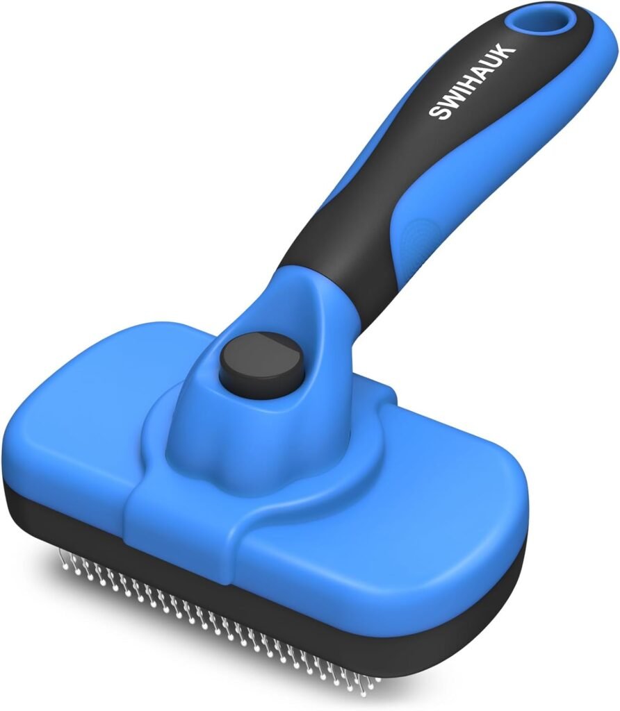 Swihauk Self Cleaning Slicker Brush for Dogs  Cats, Skin Friendly Grooming Cat Brush, Dog Brush for Shedding, Deshedding Brush, Hair Brush Puppy Brush for Haired Dogs, Pet Supplies Accessories, Blue