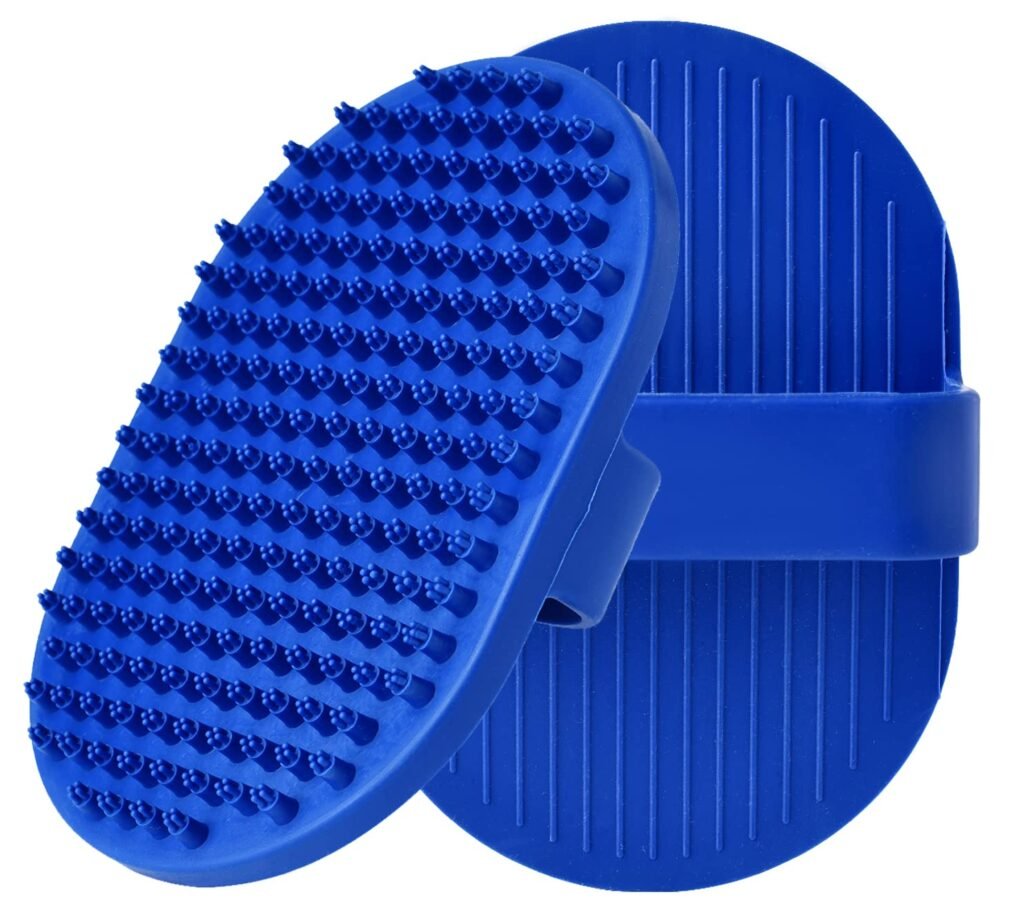 2 Pcs Dog Grooming Brush, Pet Shampoo Brush Dog Bath Grooming Shedding Brush Soothing Massage Rubber Comb with Adjustable Strap for Short Long Haired Dogs and Cats