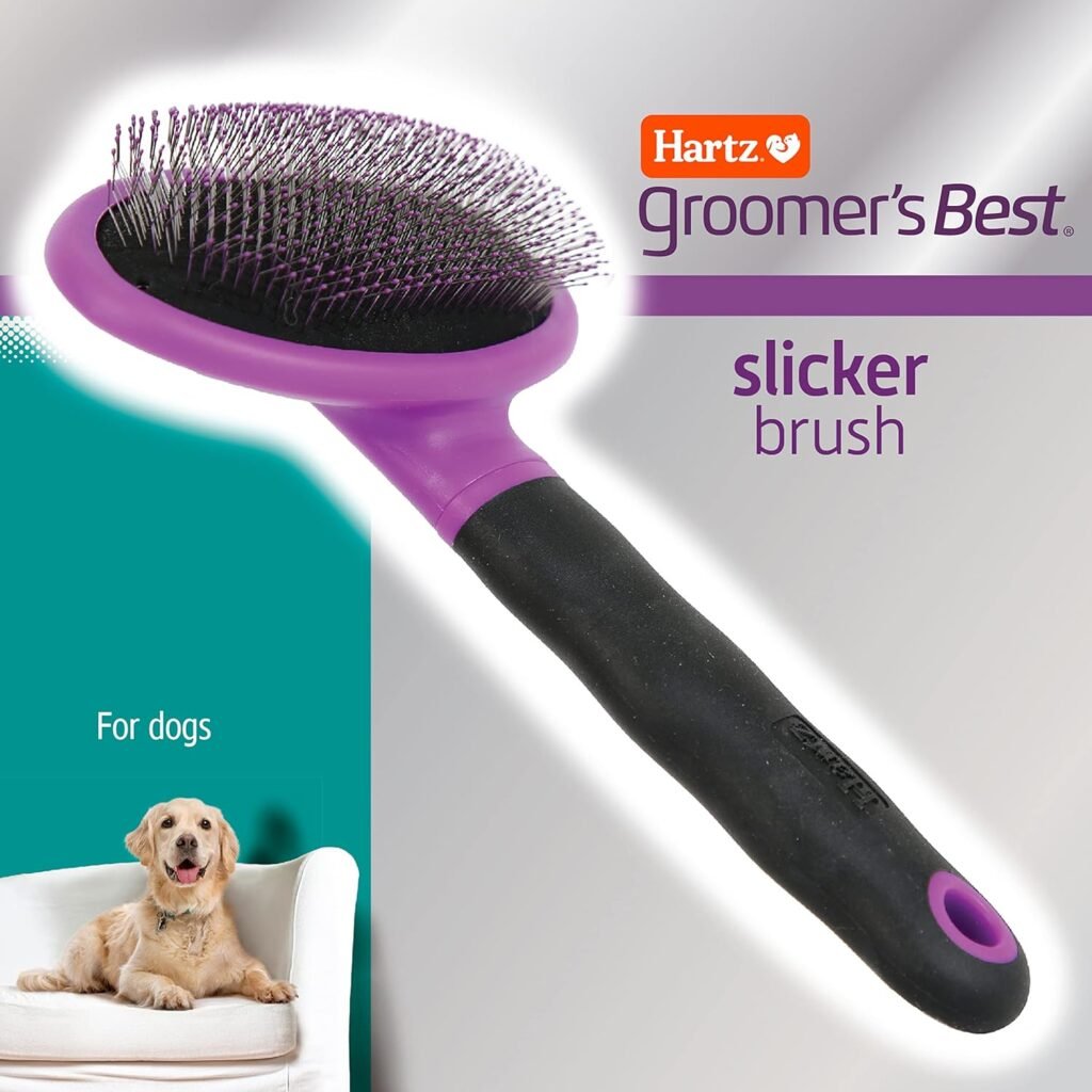 Hartz Groomers Best Deshedding Slicker Dog Brush, Black/Violet, Dogs