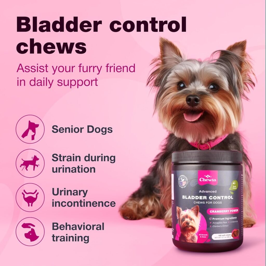 Dog UTI Treatment - Dog Cranberry Supplement for Urinary Tract, Bladder  Kidney Health, Incontinence Support - Bladder Control Cranberry Chews - Cranberry Supplement for Dog Incontinence