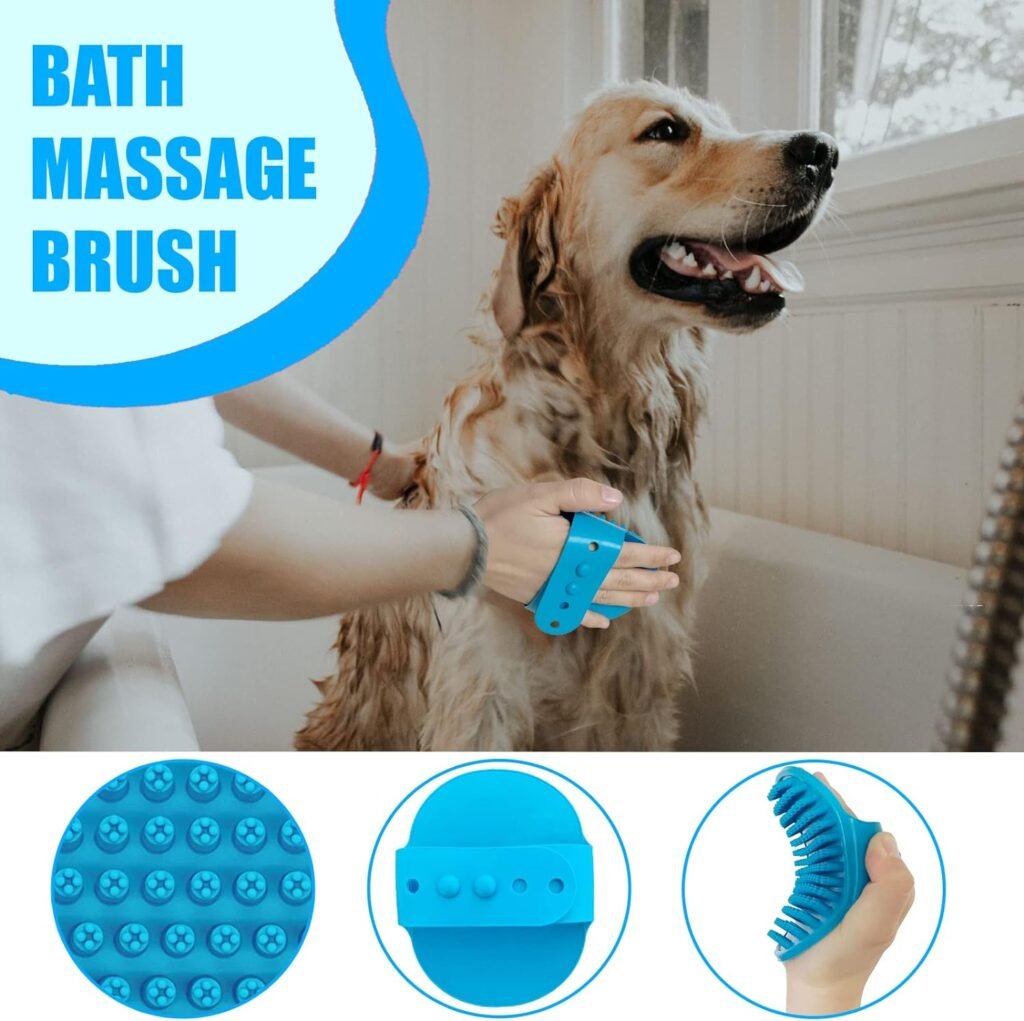 MASTER QUEEN Dog Brush Dog Grooming Kit 5PCS - Dog Brushes for Grooming, Dog Brush for Shedding,Puppy Brush and Flea Comb for Dogs, Slicker Brush for Dogs Comb and Dog Hair Brush Set Blue