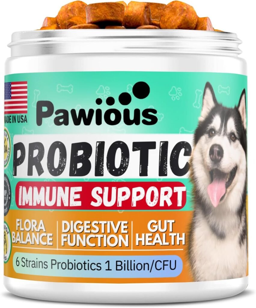 Probiotics for Dogs - Digestive Enzymes Gut Flora, Digestive Health, Immune System - Diarrhea Support, Itchy Skin, Allergies - Pumpkin, Flaxseed Meal, Papaya Powder - Probiotic Chews for Dogs