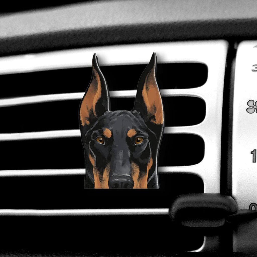 WIRESTER Fresh Scented Car Air Freshener Vent Clip, Decorative Accessories, Interior Decoration for Cars - Black Rust Doberman Pinscher Dog