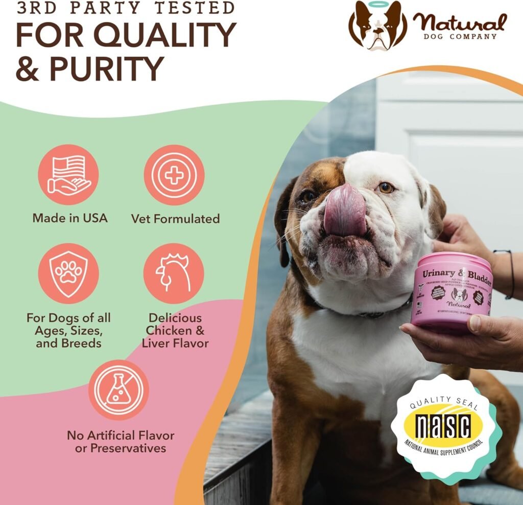 Natural Dog Company Cranberry Supplement for Dogs - Urinary  Bladder Support for Dogs - D-Mannose for Dogs Promotes Bladder Health - Turkey Flavor - Dog UTI Incontinence Supplement - 90 Soft Chews