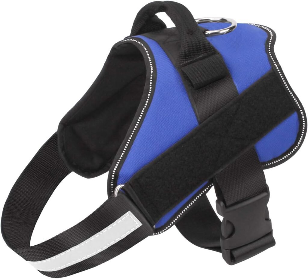 Bolux Dog Harness, No-Pull Reflective Dog Vest, Breathable Adjustable Pet Harness with Handle for Outdoor Walking - No More Pulling, Tugging or Choking (Blue, L)