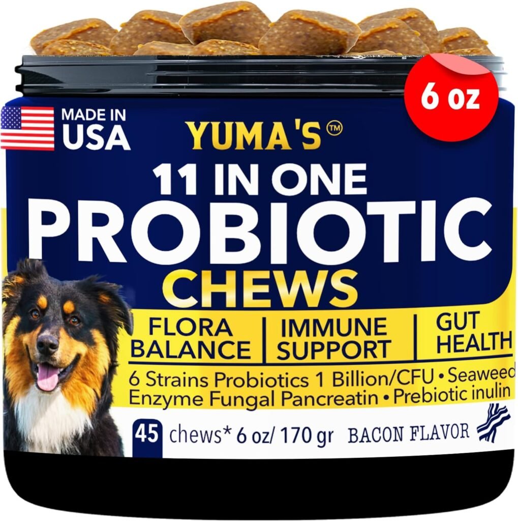 Probiotics for Dogs - Support Gut Health, Itchy Skin, Allergies, Immunity, Yeast Balance - Dog Probiotics and Digestive Enzymes with Prebiotics - Reduce Diarrhea, Gas - Probiotic Chews for Dogs