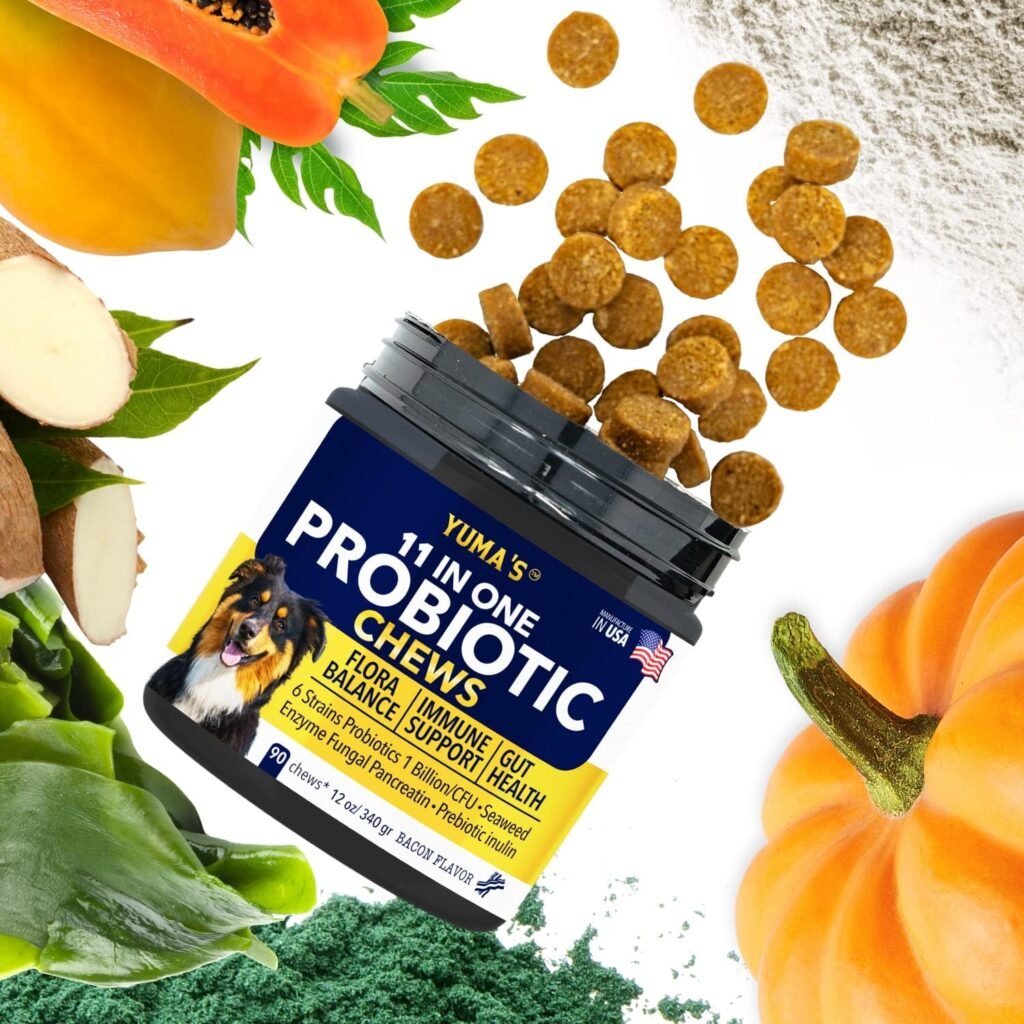 Probiotics for Dogs - Support Gut Health, Itchy Skin, Allergies, Immunity, Yeast Balance - Dog Probiotics and Digestive Enzymes with Prebiotics - Reduce Diarrhea, Gas - Probiotic Chews for Dogs